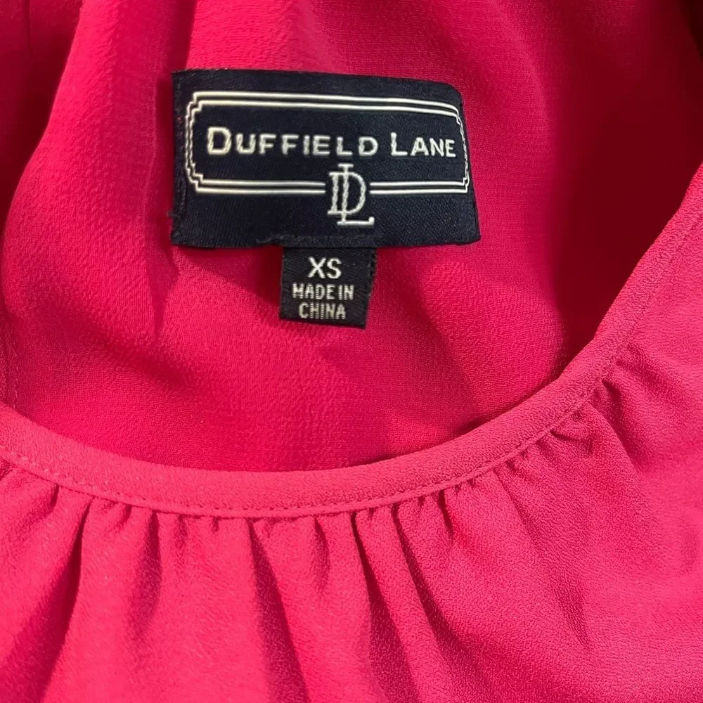 Duffield Lane Ruffle Sleeve Lined Midi Dress Raspberry Pink Size XS